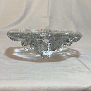 Vintage Crystal Blenko Triple Candle Holder